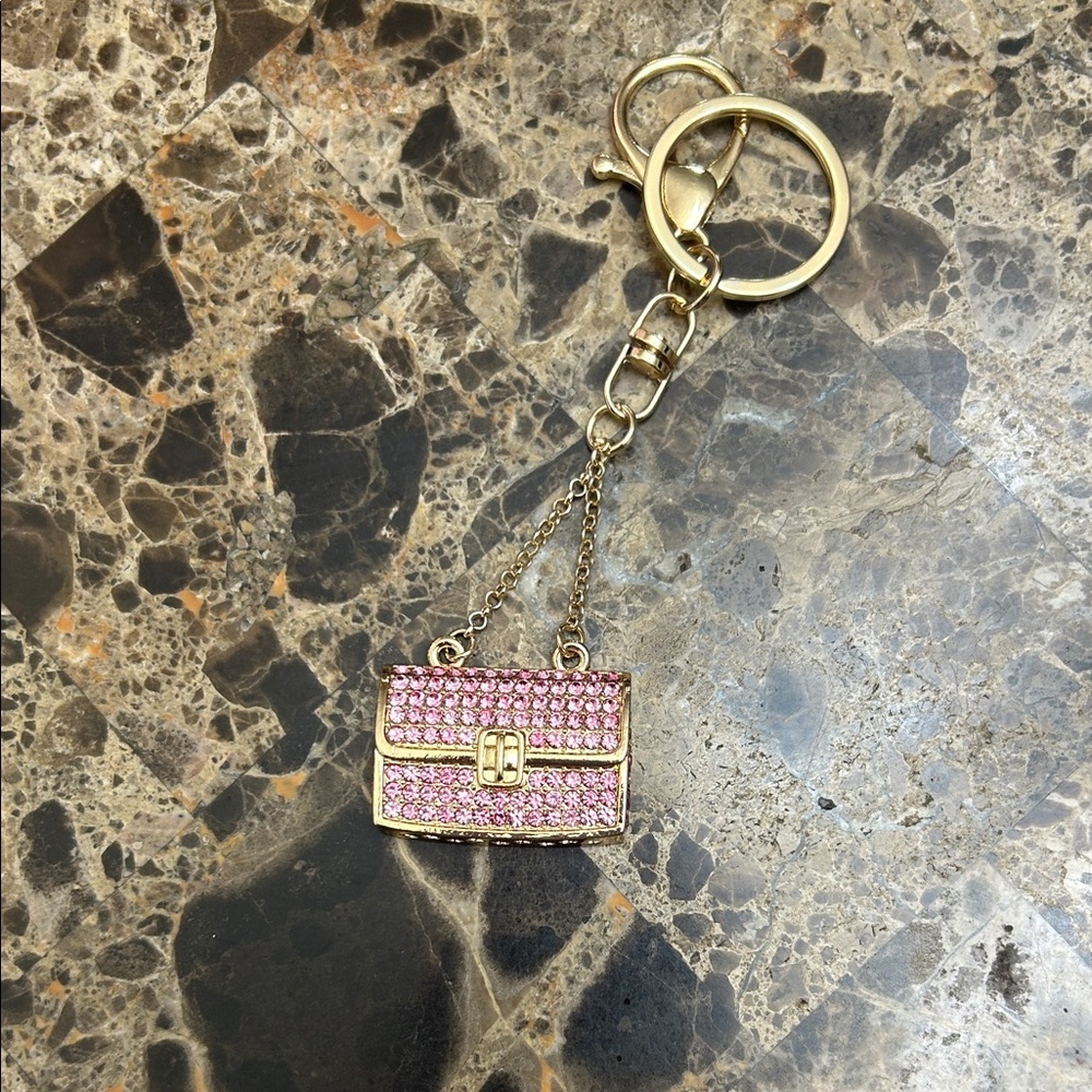 Pink and Gold Keychain with Purse Charm